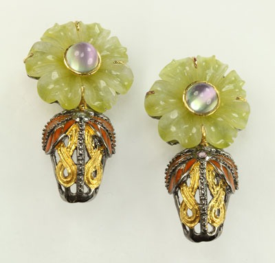 Carved Serpentine Post Earrings