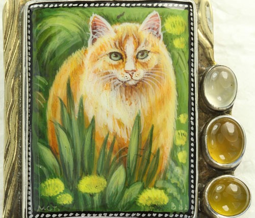 Cat with Green Eyes Pin-Pendant