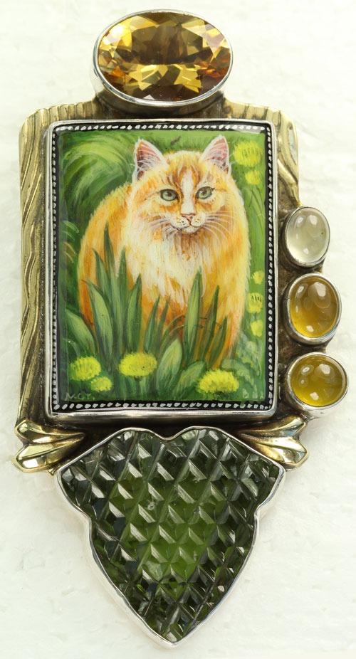 Cat with Green Eyes Pin-Pendant