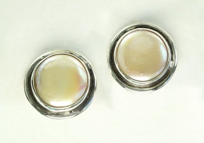 Champagne Pearl Clip Earrings