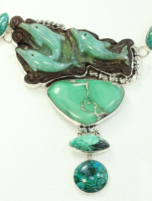 Chrysoprase Dolphin Statement Collar