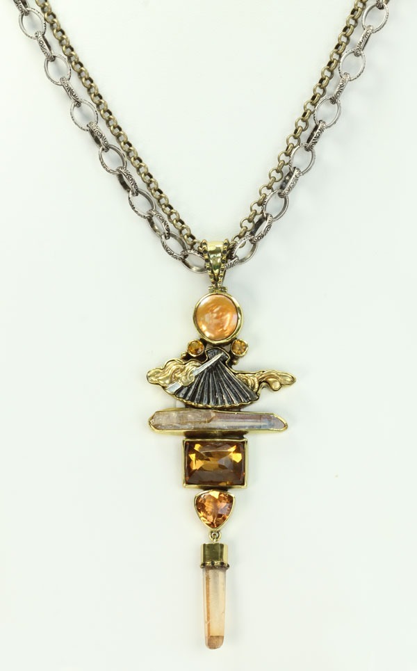 Citrine & Aura Crystal Lever Back Dangles