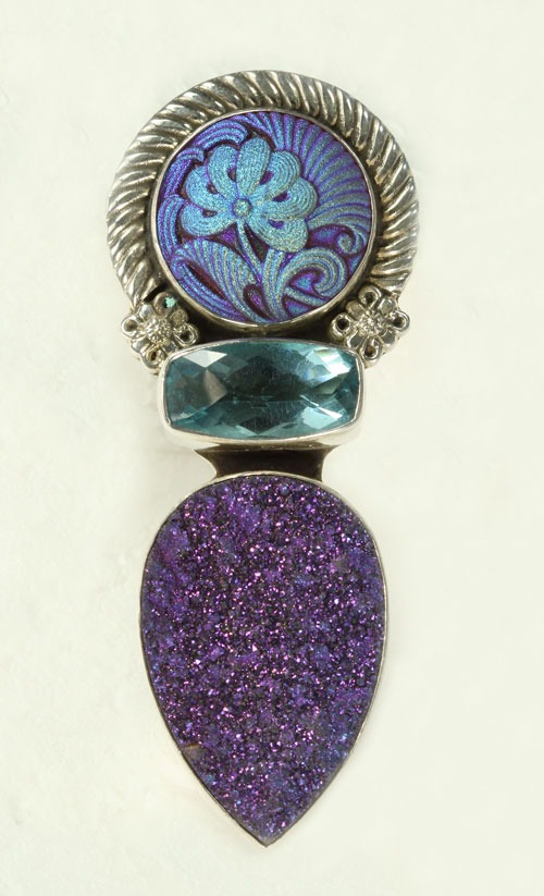 Czech Glass Button Pin Pendant