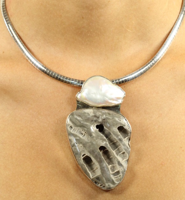Fossilized Coral Pin-Pendant