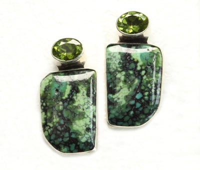 Green Turquoise Post Earrings