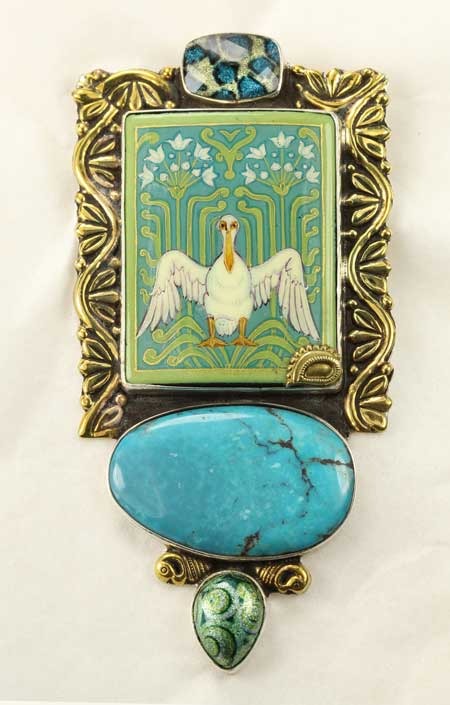 Hand Painted Pelican Pin-Pendant