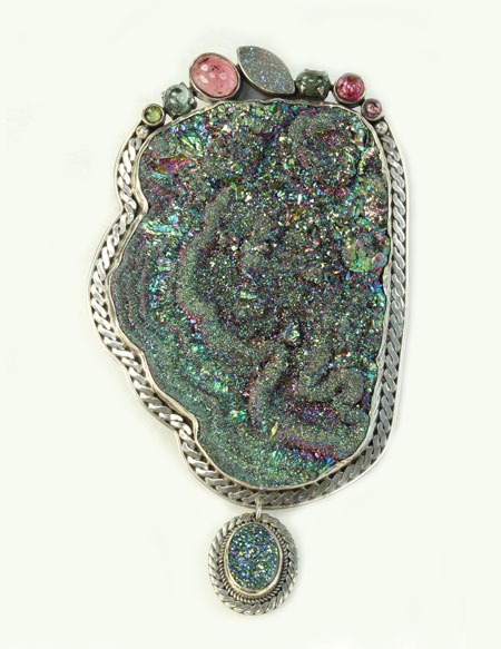 Large Brazilian Agate Drusy Pin-Pendant