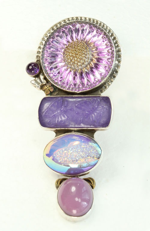 Lavender Pin-Pendant with Amethyst