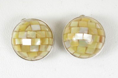 Mother of Pearl Dome Clip Earrings