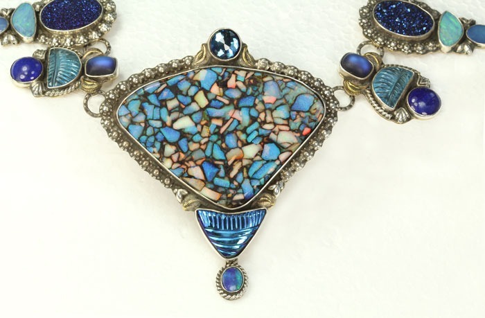 Opal, Lapis, & Aquamarine Collar