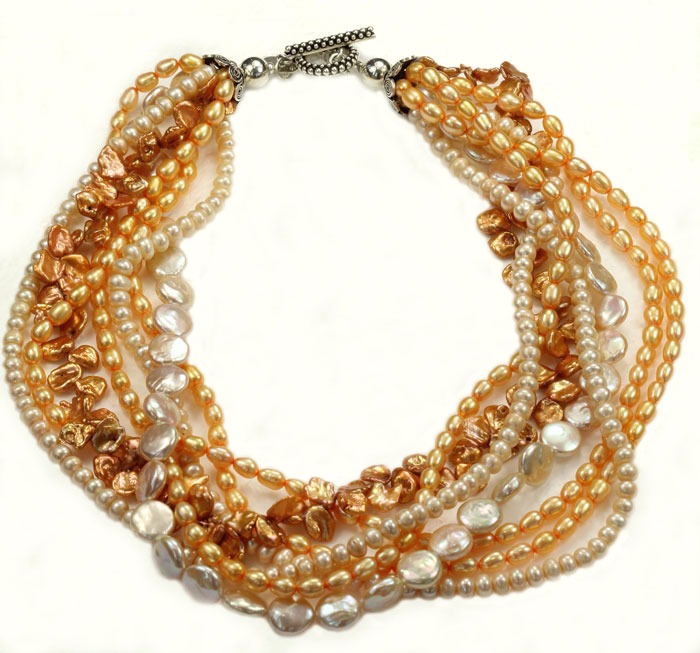 Peach Fresh Water Pearl Tourssade