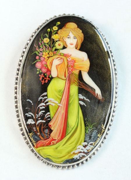 Russian Hand Painting on Black Onyx