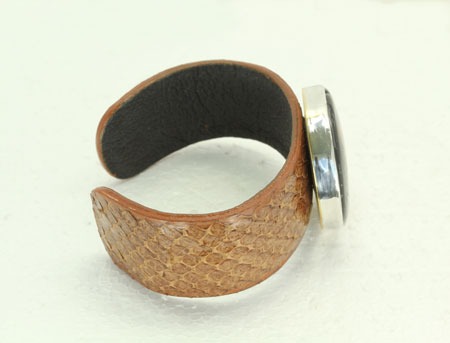 Leather Cuff Bracelet with Hand Painted Tiger 