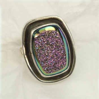 Titanium Agate Drusy Ring