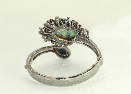 Turquoise & Opal Hinged Bracelet