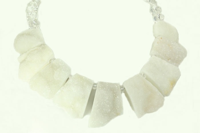 White Drusy & Crystal Statement Collar