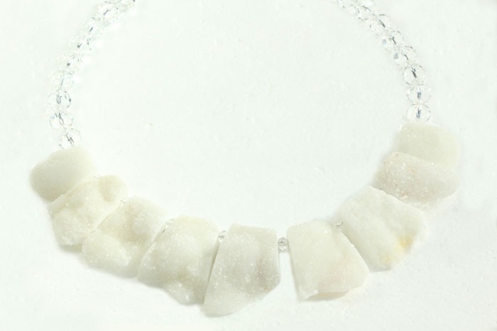 White Drusy & Crystal Statement Collar