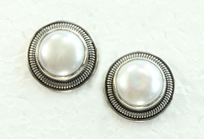 White Fresh Water Pearl Post Earrings