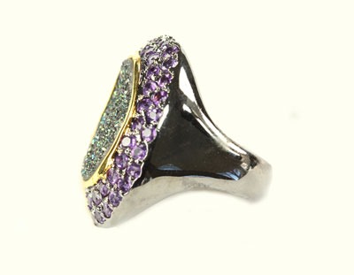 Amethyst, Drusy, & Gold Statement Ring