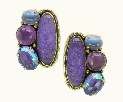 Amethyst & Moonstone Large Post Earrings