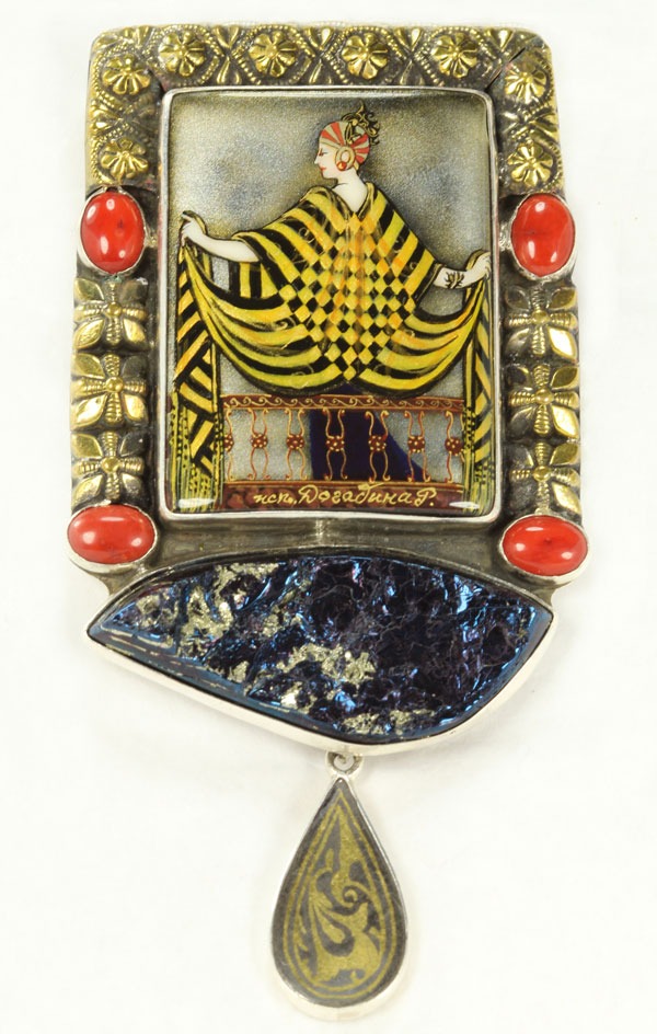 Art Deco Pin-Pendant Inspired by Erte