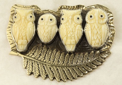Carved Owl Pin-Pendant