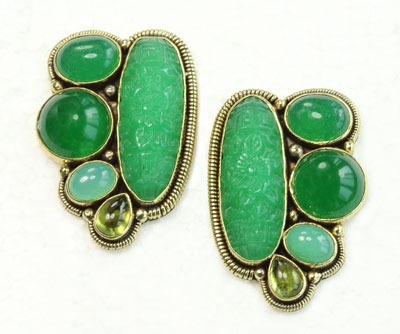 Chrysoprase & Peridot Large Post Earrings
