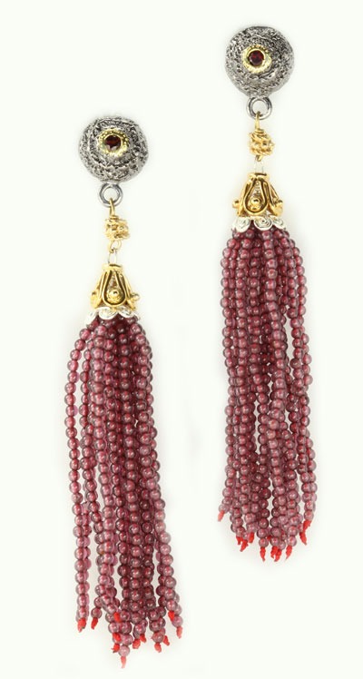 Garnet Tassel Earrings