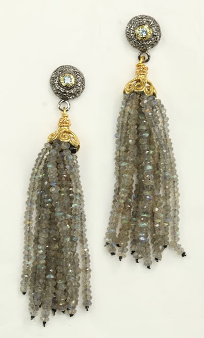 Labradorite Tassel Post Earrings