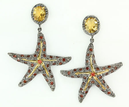 Rhodium Starfish Post Earrings