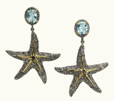 Rhodium Starfish Post Earrings