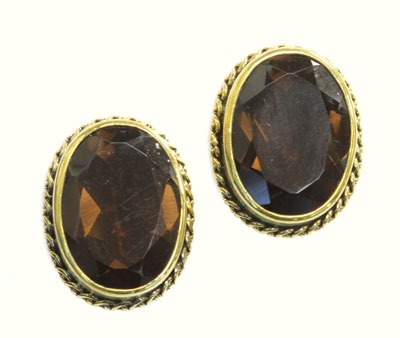 Smokey Quartz Clip Earrings