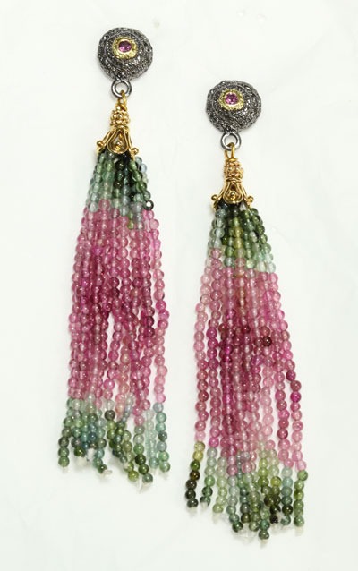 Tourmaline Tassel Post Earrings