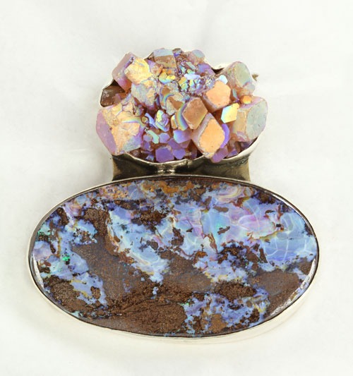 Aragonite & Boulder Opal Pin-Pendant