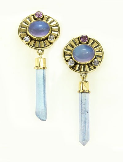Aura Crystal & Moonstone Post Earrings