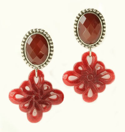 Carnelian & Red Quartz Clip Earrings