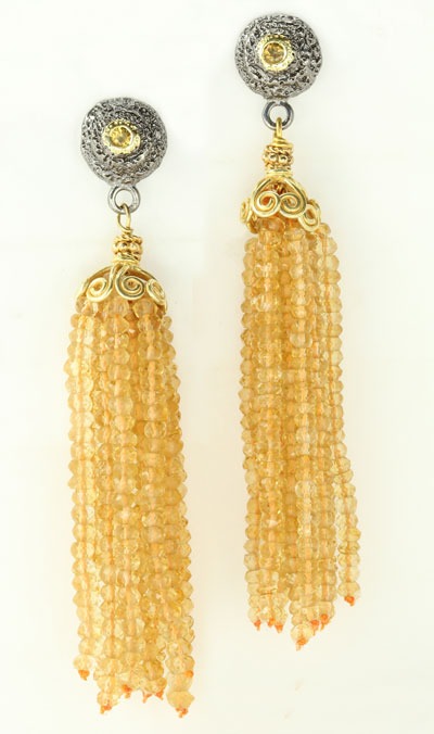 Citrine Tassel Post Earrings