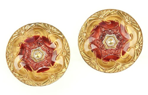 Czech Glass Button Post Earrings