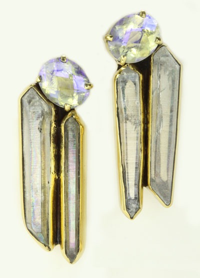 Dark Platinum Aura Crystal Post Earrings  