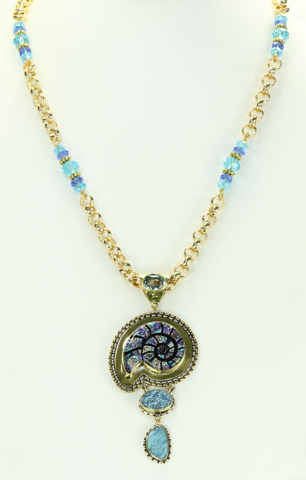 Dichroic Glass Nautilus Pendant Necklace