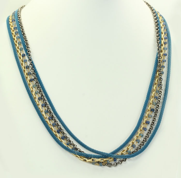 Five-Strand Chain Necklace with Blue Quartz