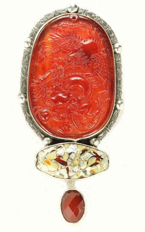Hand Carved Carnelian Pin-Pendant