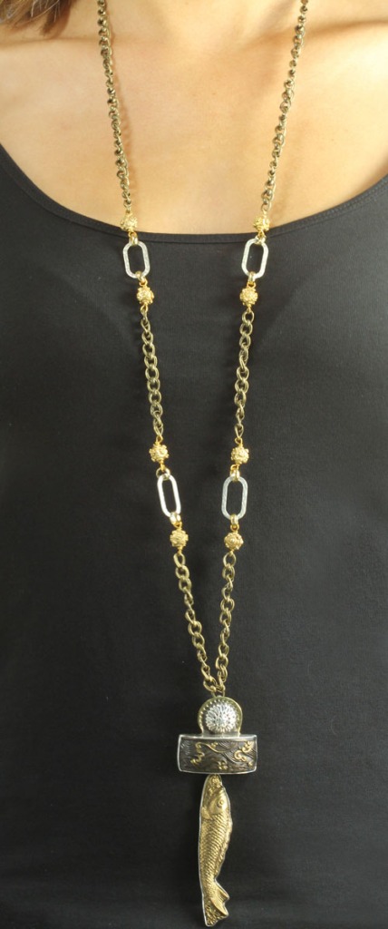 Japanese Sword Menuki Long Necklace