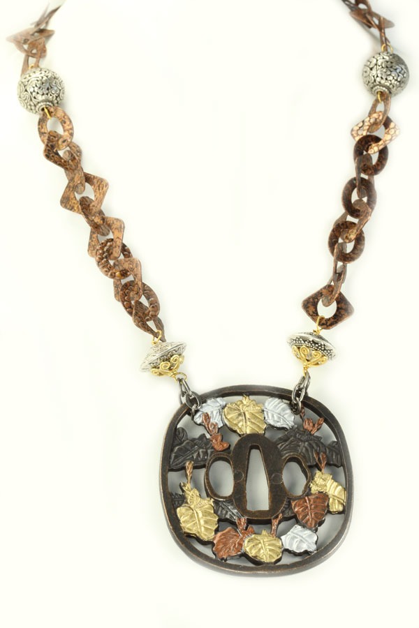 Japanese Sword Tsuba Pendant Necklace