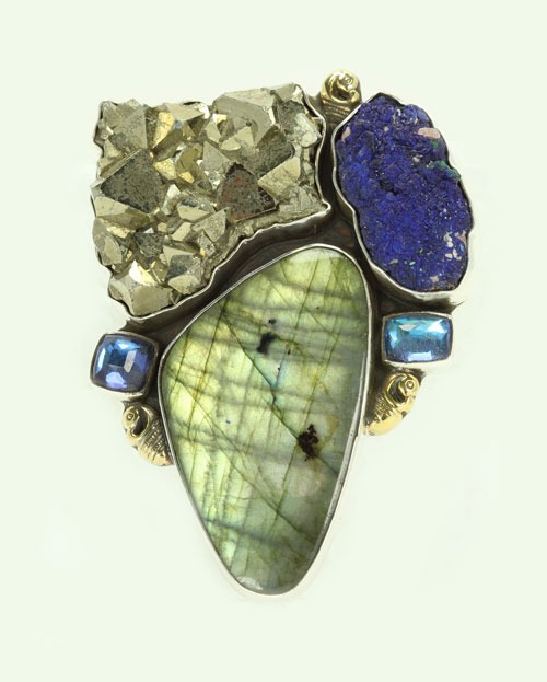 Labradorite & Chalcopyrite Pin-Pendant