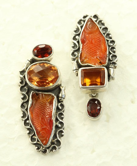 Asymmetrical Fish Clip Earrings