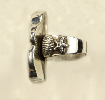 Hand Carved Bone Octopus Ring--MATCHING PIN-PENDANT