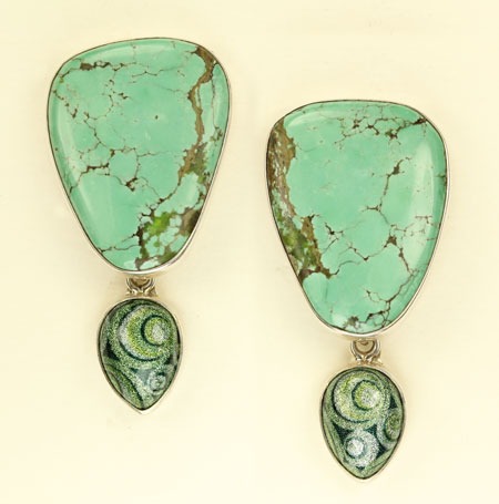  Green Turquoise Clip Earrings