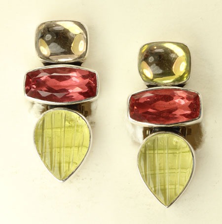 Moonstone & Citrine Clip Earrings