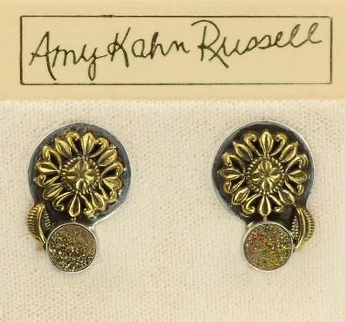 Petite Pyrite Drusy  Clip Earrings